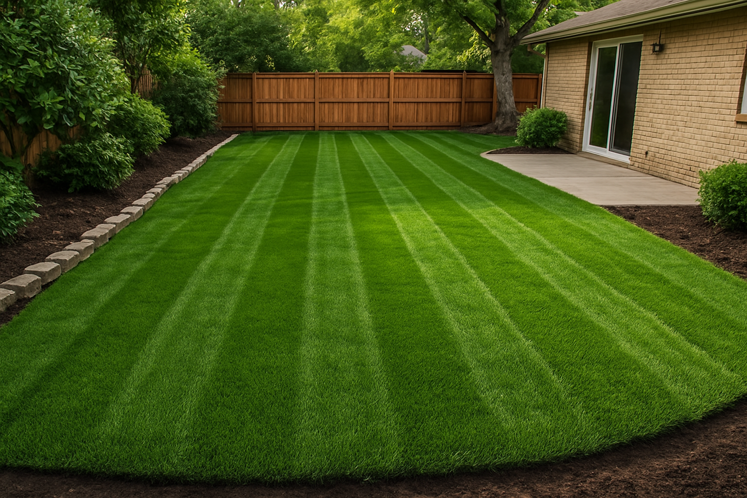 Lush turf installation in a residential backyard